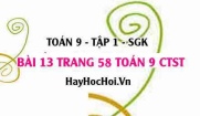 Bài 13 trang 58 Toán 9 tập 1 Chân trời sáng tạo